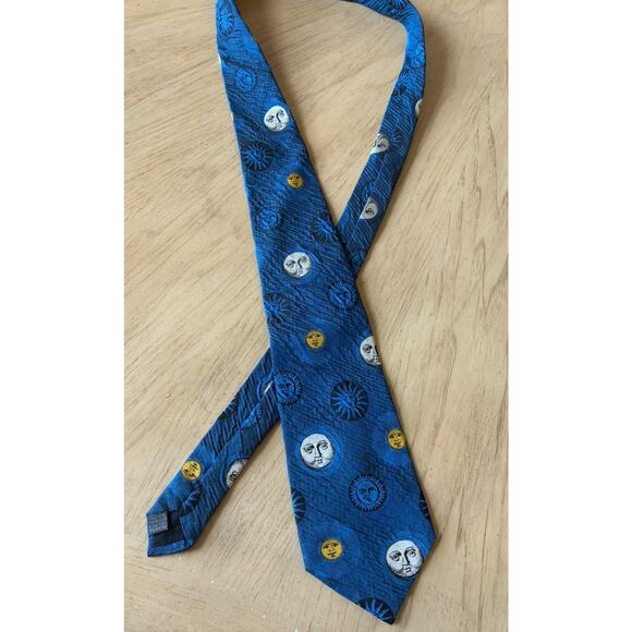 Fornasetti Milano silk tie Sun Moon face pattern Graphic Lunar Space Made Italy - Picture 5 of 7